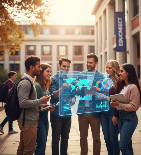 Education call tracking dashboard showing admission inquiry attribution